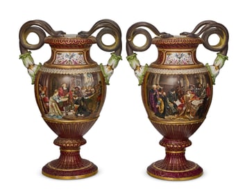 A pair of Meissen porcelain vases