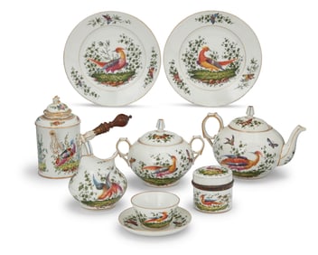 A Chelsea style porcelain assembled tea service