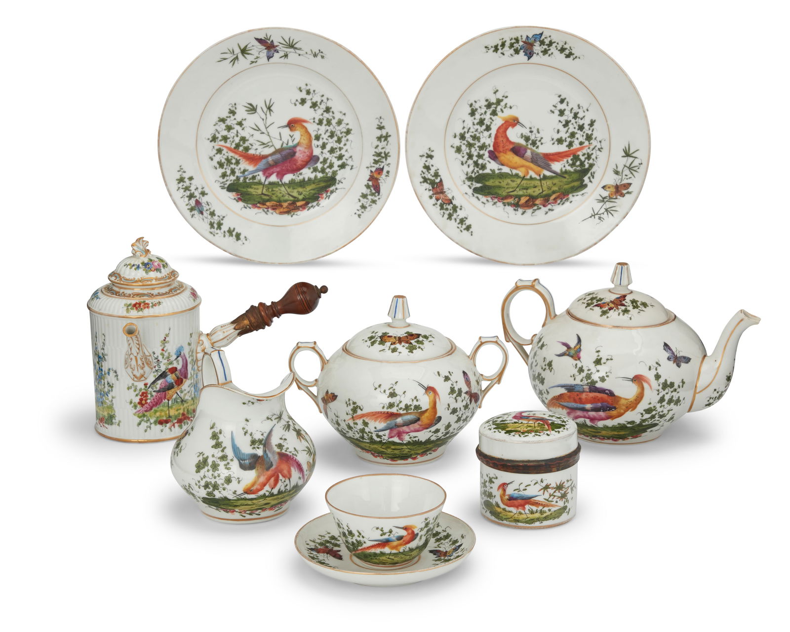A Chelsea style porcelain assembled tea service (1 of 5)