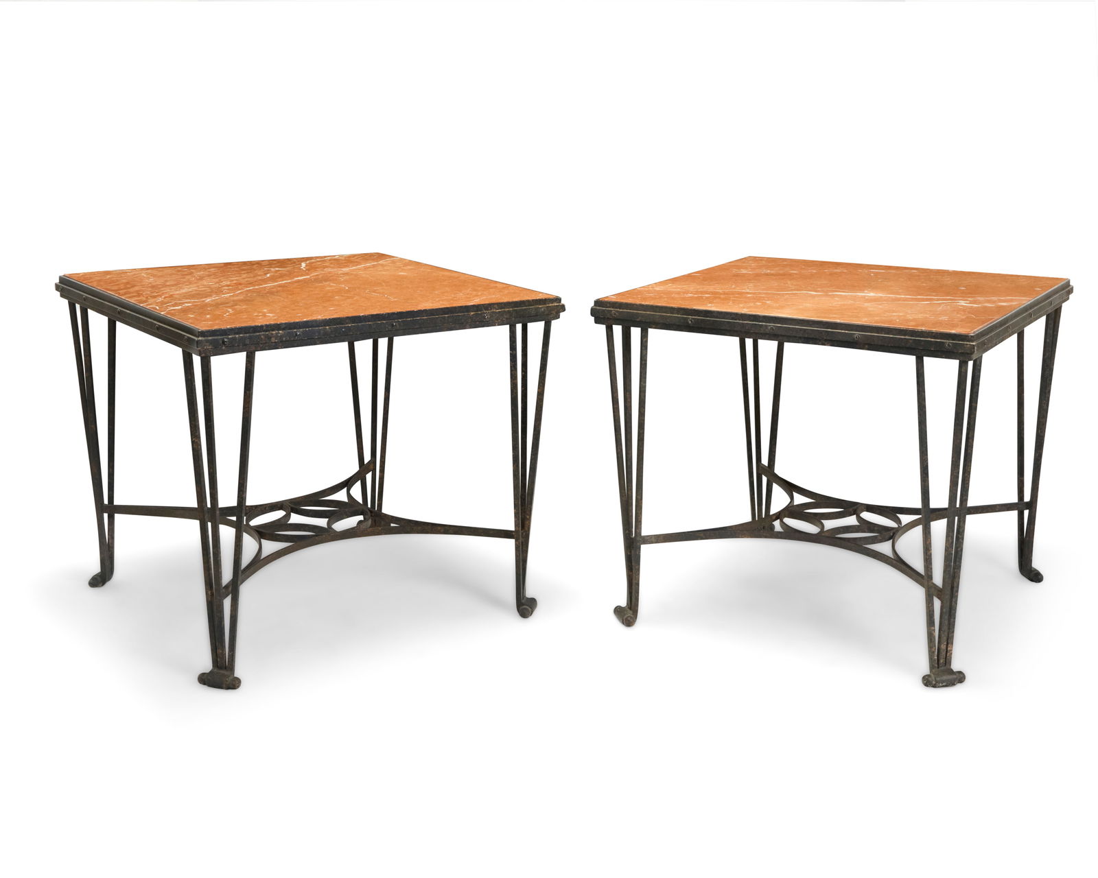 A pair of Contemporary wrought iron and marble side tables (1 of 10)