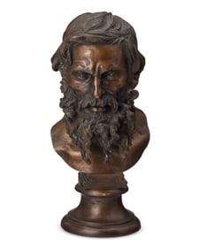 An Italian patinated bronze head of a philosopher