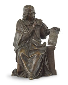 A Continental patinated bronze figure of an artist