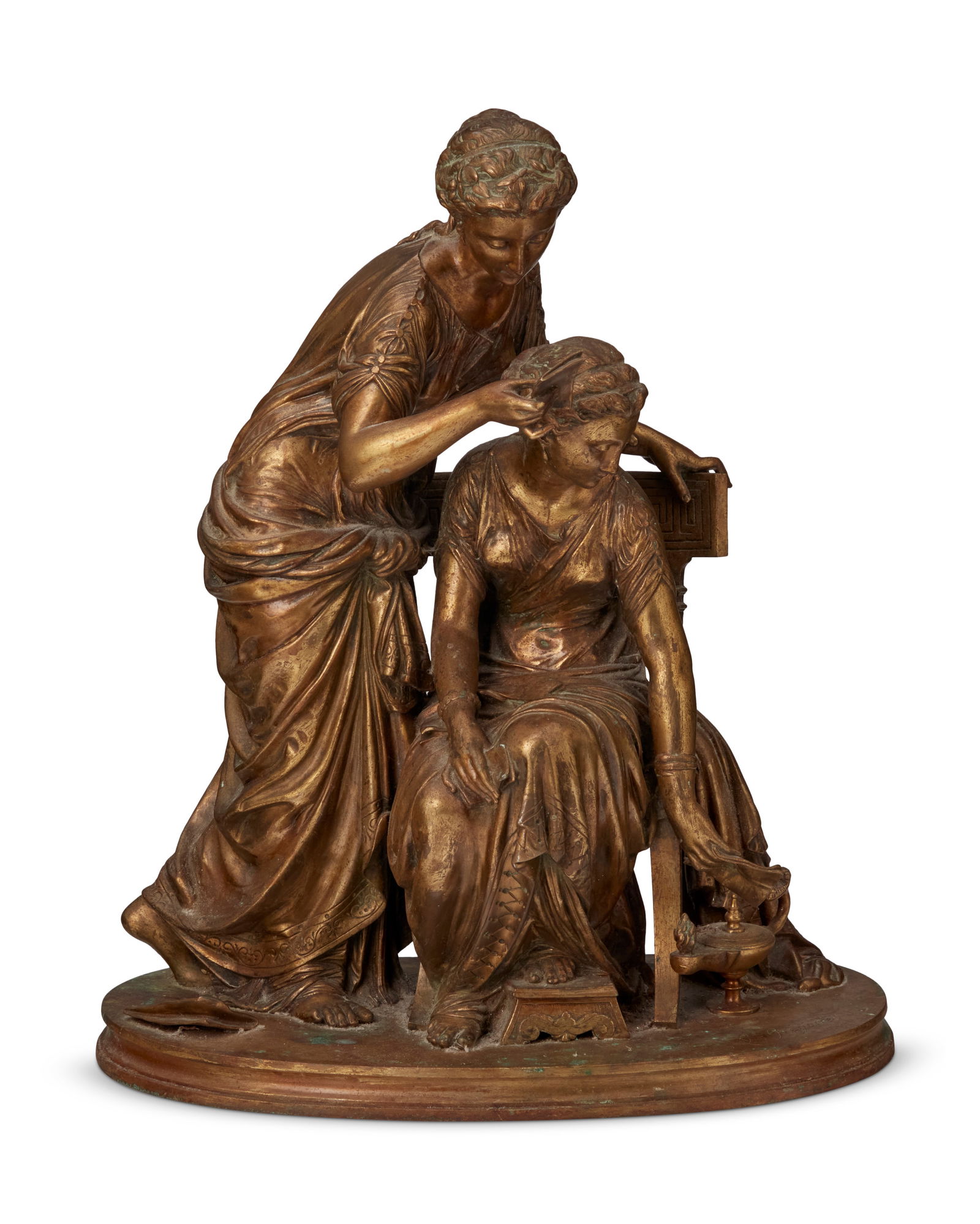 A French patinated bronze figural group of Two Vestals Burning Love Letters (1 of 5)