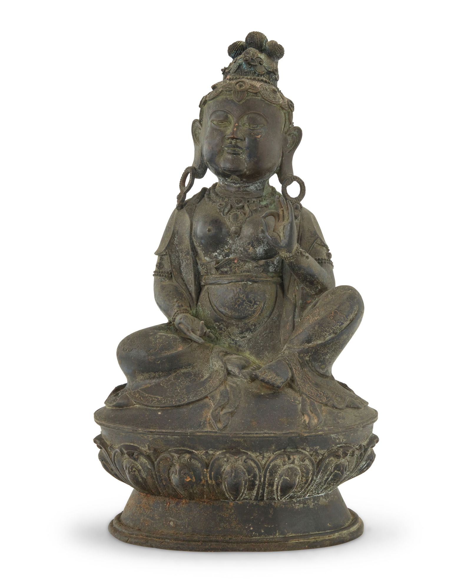 An Asian bronze figure of a seated Bodhisattva (1 of 6)