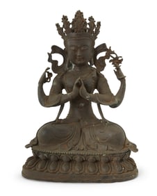An Asian bronze figure of Sadaksari Lokesvara