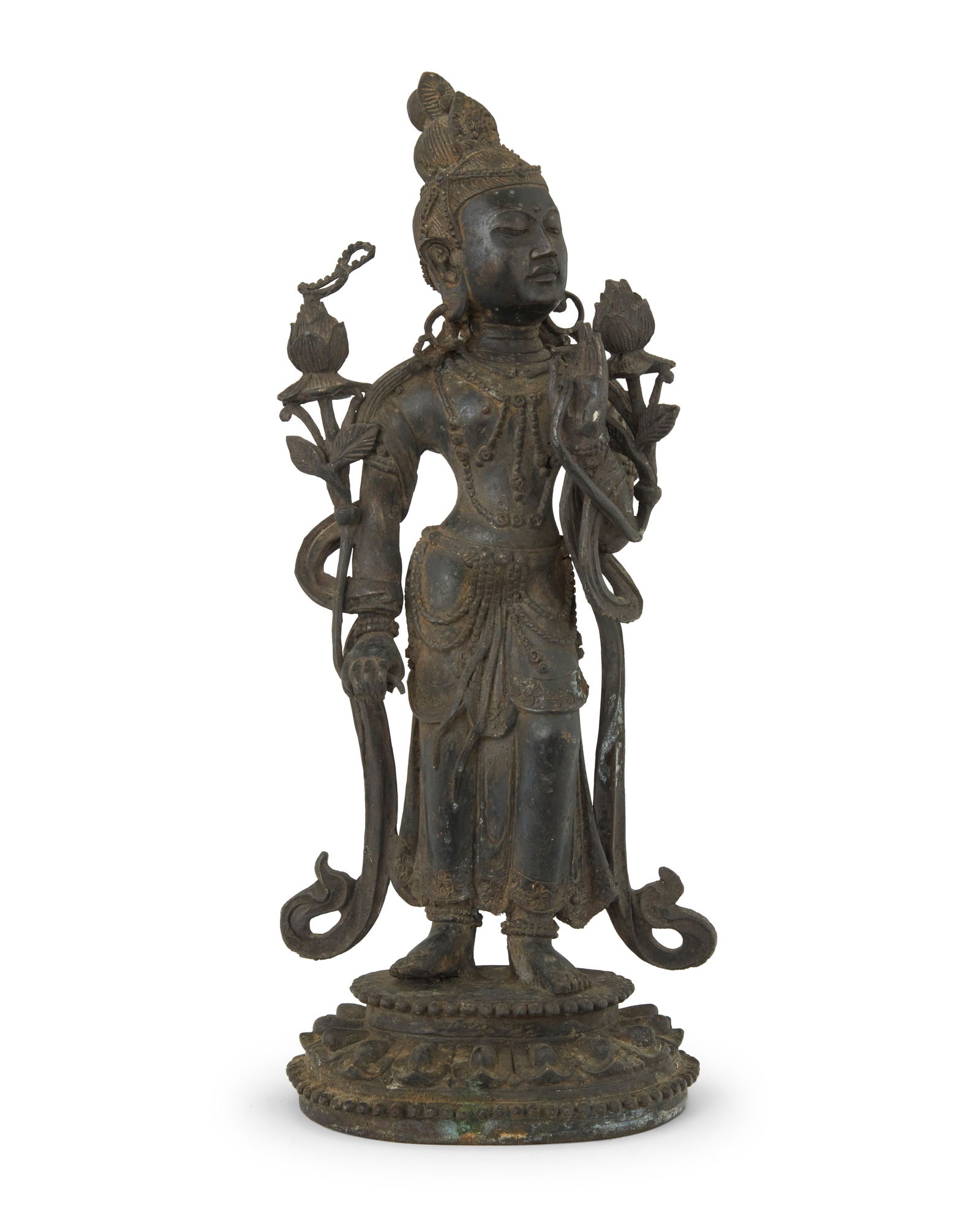 An Asian bronze standing figure of a Bodhisattva (1 of 5)