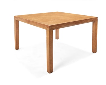 A Modern burlwood dining table