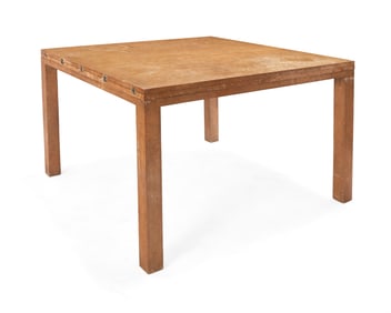 A Modern burlwood dining table