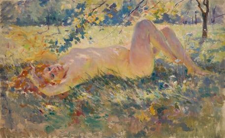 Style of Edward Alfred Cucuel (1875-1954), Reclining nude in dappled sun