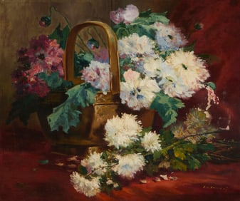 Eugene Henri Cauchois (1850-1911), "Still Life of Flowers"