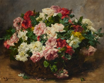 Georges Jeannin (1841-1925), "Rose basket"