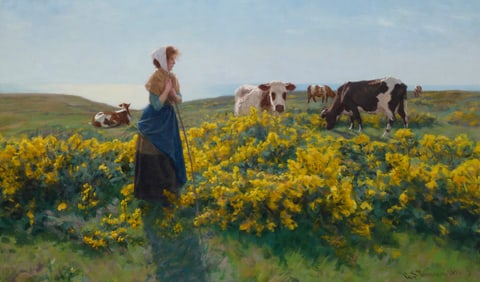 Gaylord Sangston Truesdell (1850-1899), "Vaches sur une colline," 1897