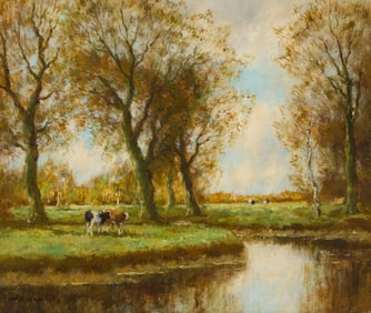 Willem Hendriks, Jr. (1888-1966), Pastoral landscape with cows