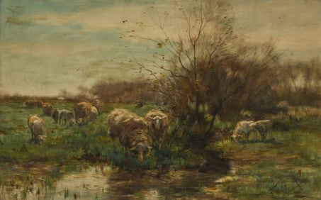Willem Steelink (1826-1913), Sheep grazing in a pastoral landscape