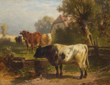 Freidrich Voltz (1817-1886), Cows at pasture