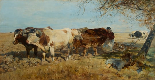 Attributed to Johann Heinrich von Zugel (1850-1941), Cattle farm, 1893