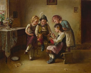 Edmund Adler (1876-1965), Children in an interior