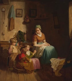 Johann Georg Meyer von Bremen (1813-1886), Mother and children in an interior, 1839