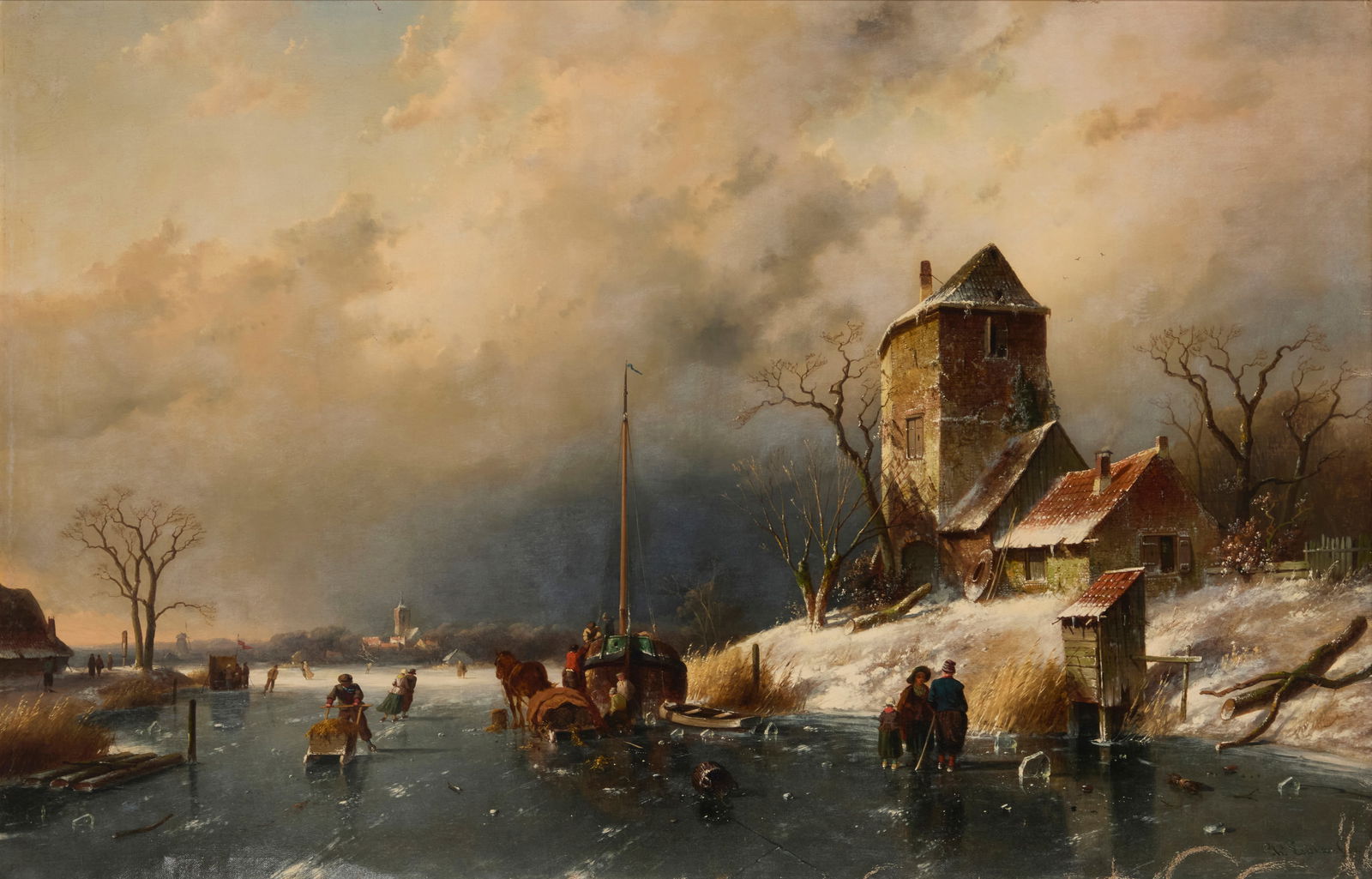 Charles Leickert (1816-1907), Figures skating on a frozen lake, 1905 (1 of 6)