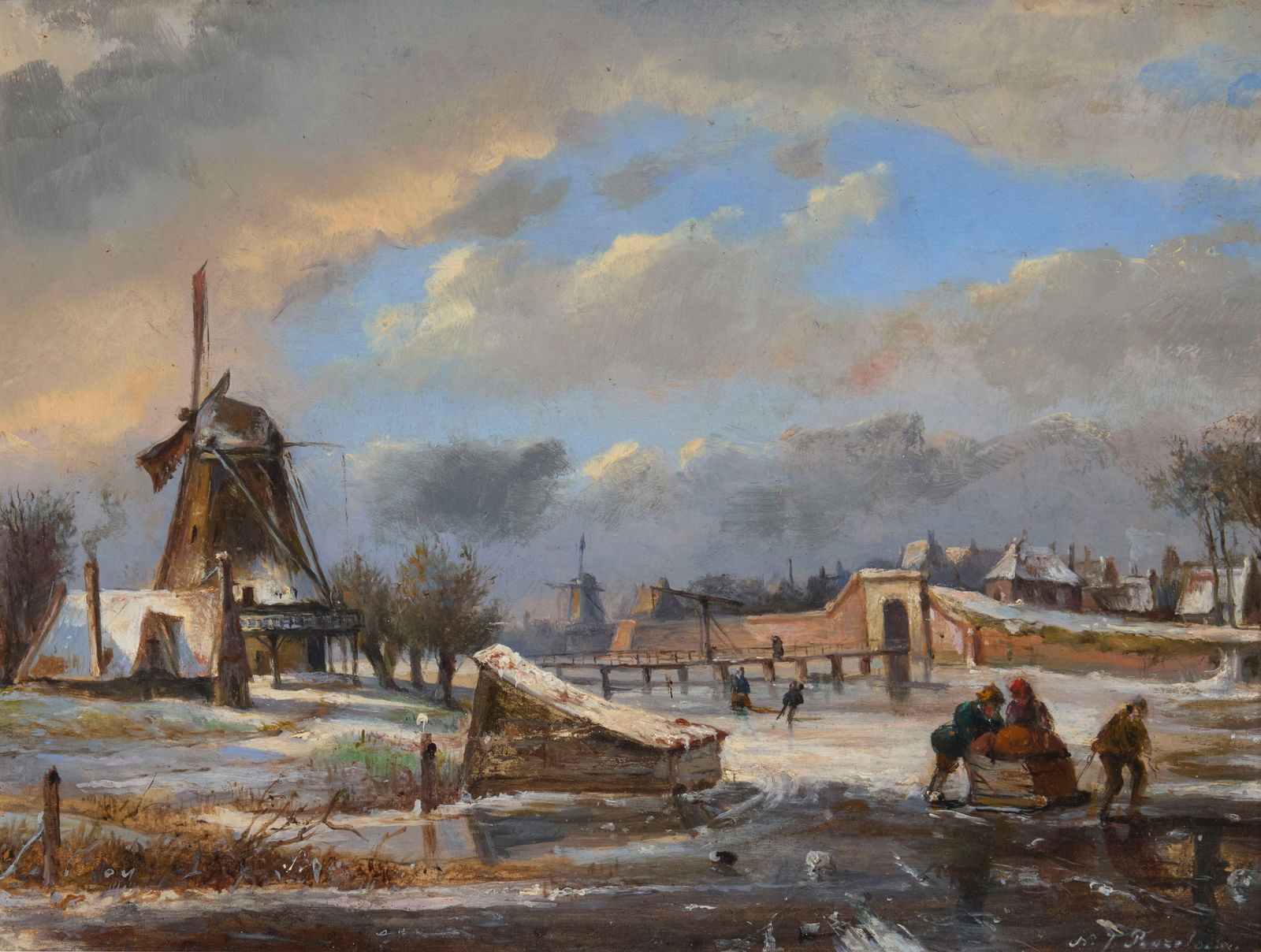 Nicolaas Johannes Roosenboom (1805-1880), "View at Haarlam": Nicolaas Johannes Roosenboom(1805-1880)"View at Haarlam"Oil on panelSigned lower right: N.J. Roosenboom; titled "View at Haarlam" [sic] on a partially faded label affixed verso; alternatively titled "