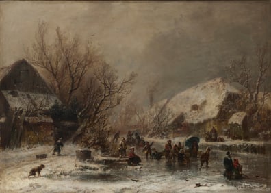 Adolf Stademann (1824-1895), Winter village scene