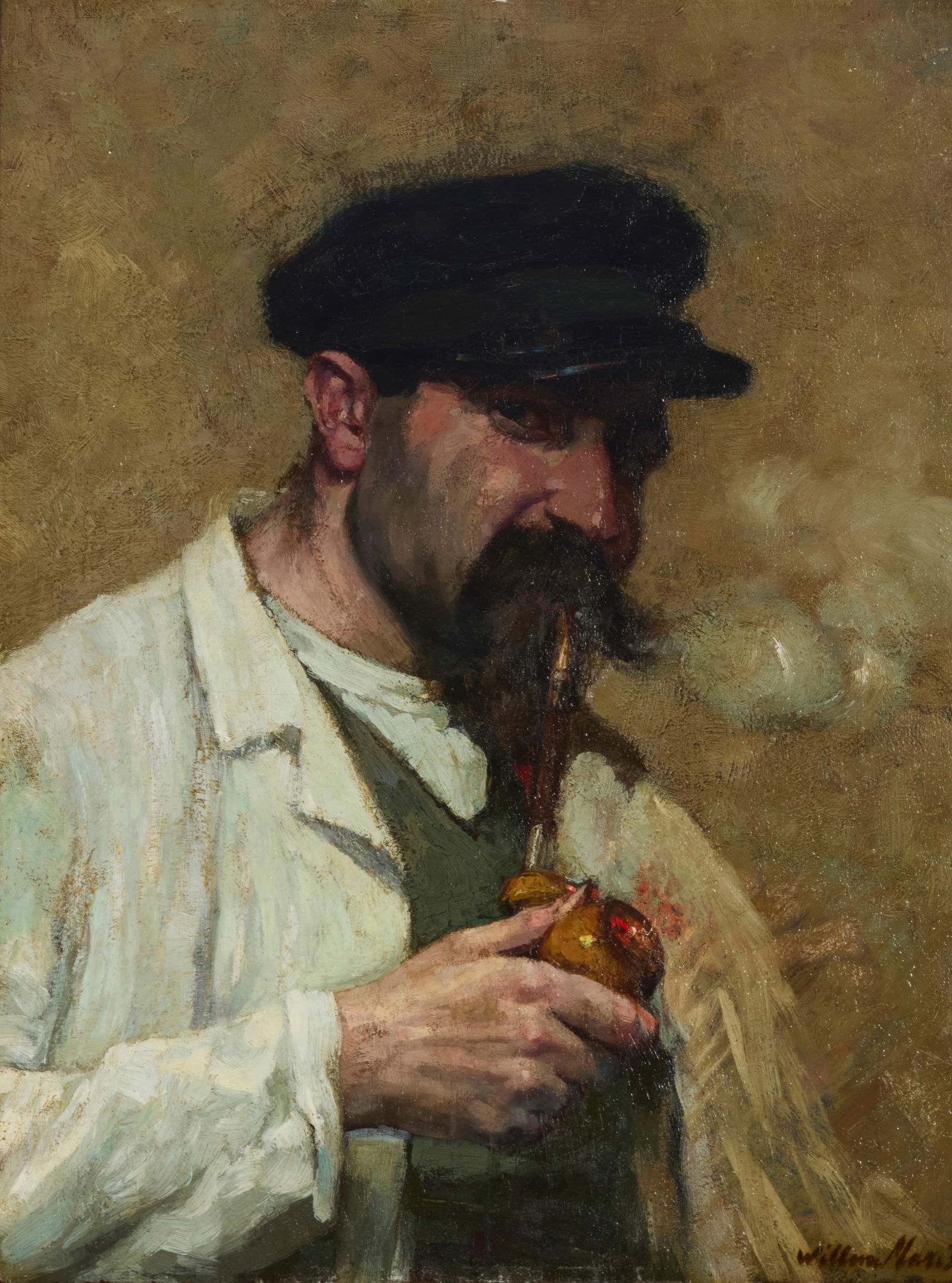 Willem Maris (1844-1910), Portrait of a man with pipe (1 of 5)
