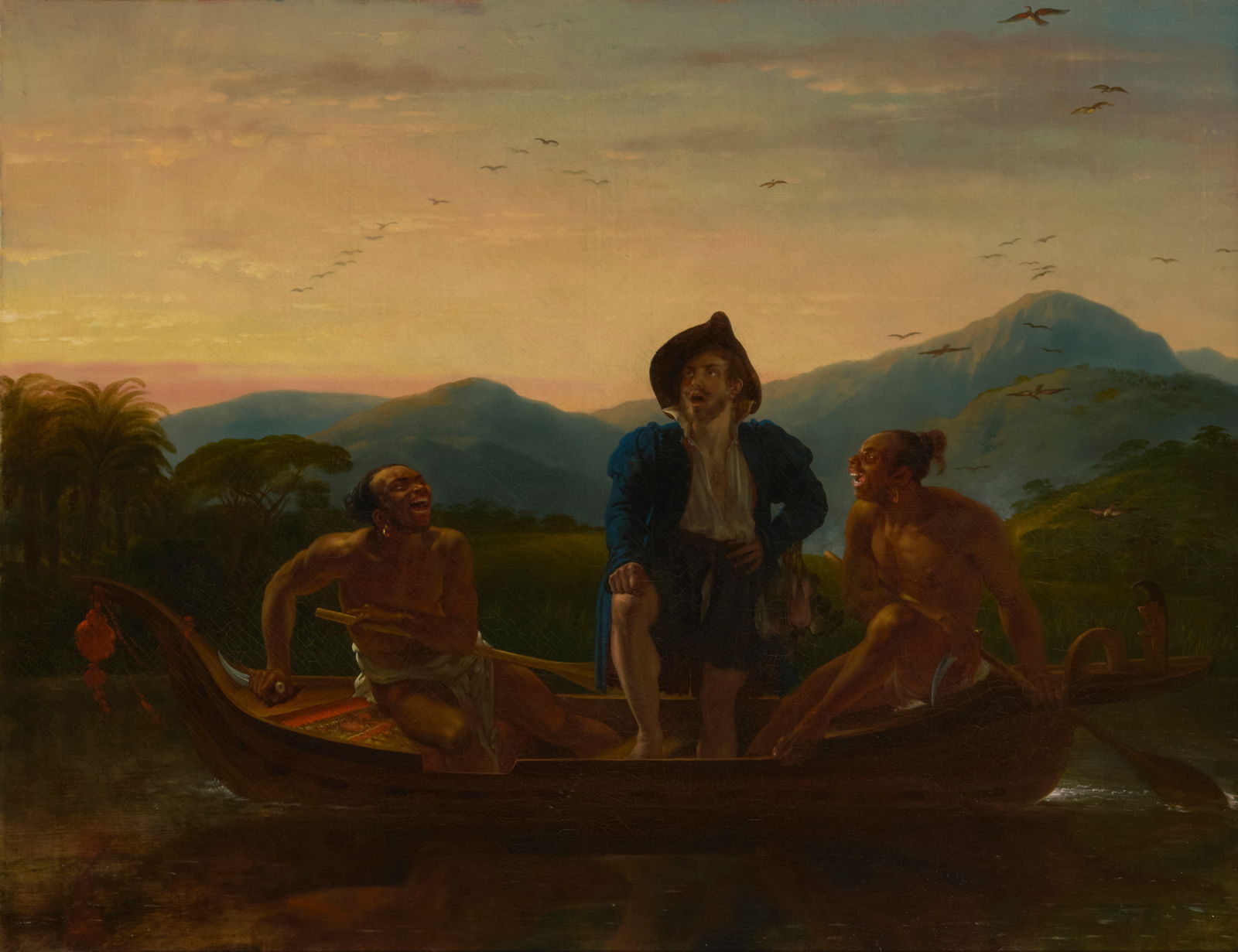 Attributed to Philippe-Jacques van Bree (1786-1871), Tropical exploration, possibly Brazil: Attributed to Philippe-Jacques van Bree(1786-1871)Tropical exploration, possibly BrazilOil on canvas laid to waxed canvasAppears unsigned32" H x 42" W Provenance:Private Estate, California