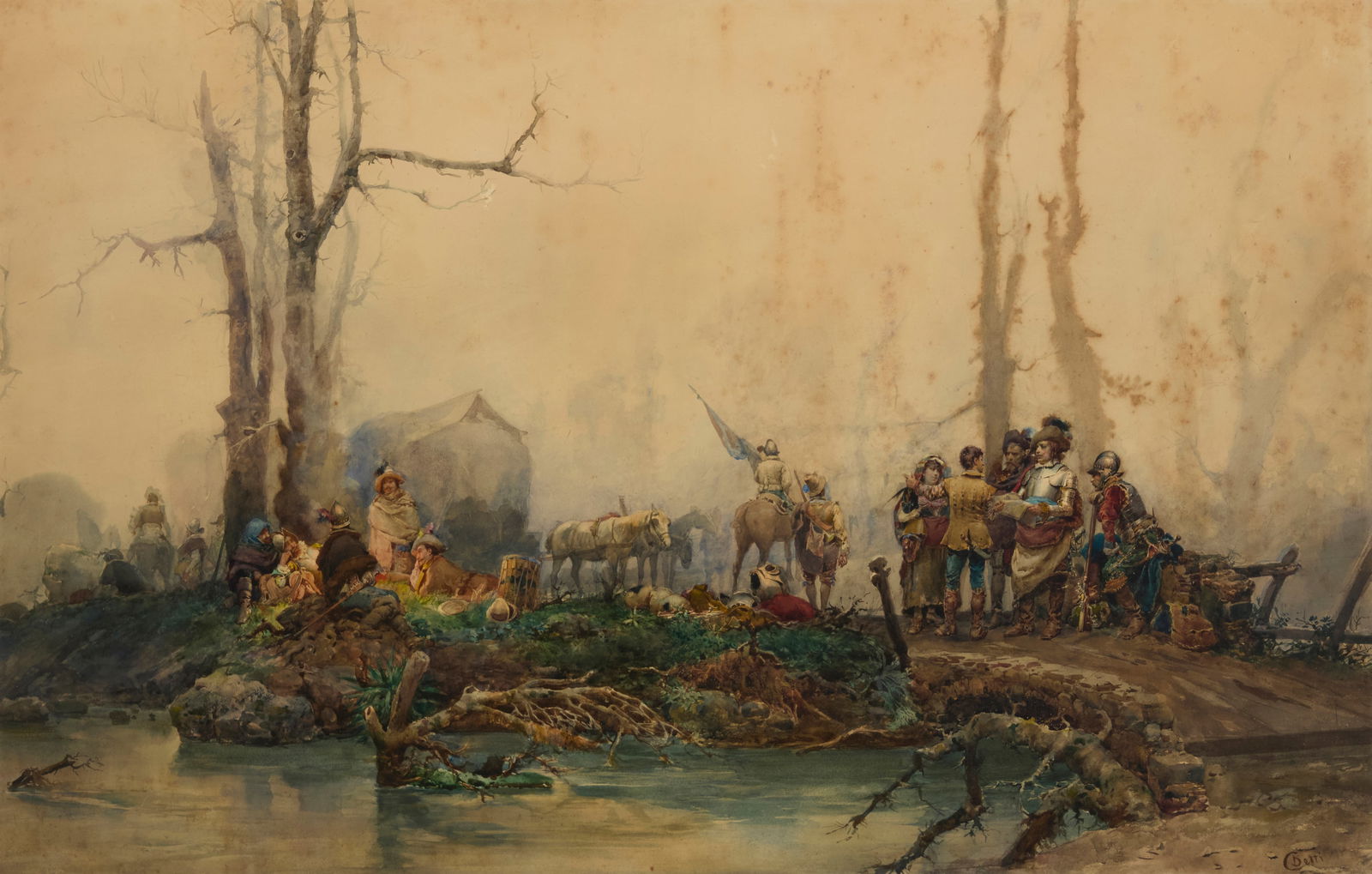 Cesare Auguste Detti (1847-1914), Cavalier encampment (1 of 6)