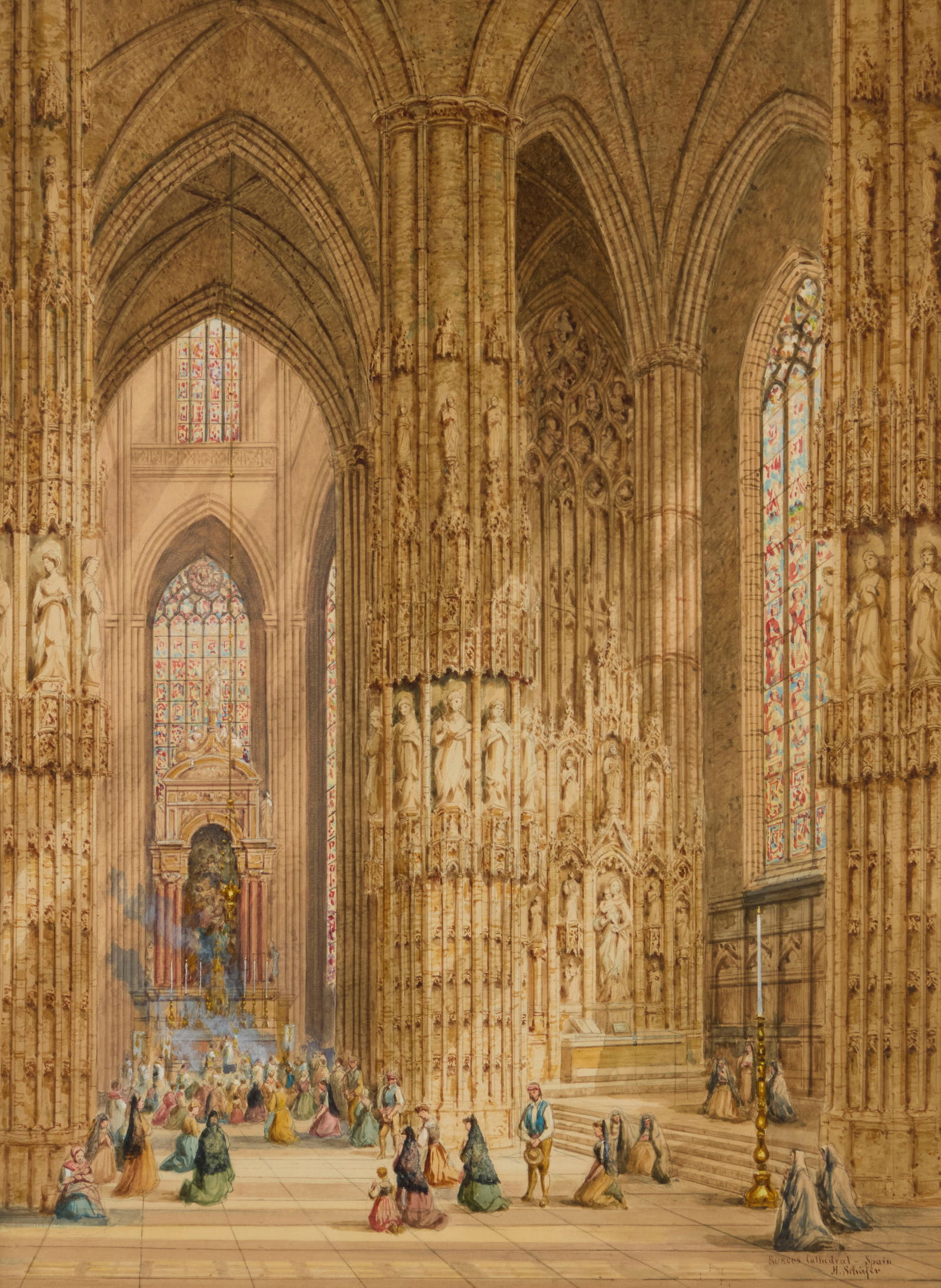 Heinrich Hermann Schafer (1815-1884), "Burgos Cathedral - Spain" (1 of 5)