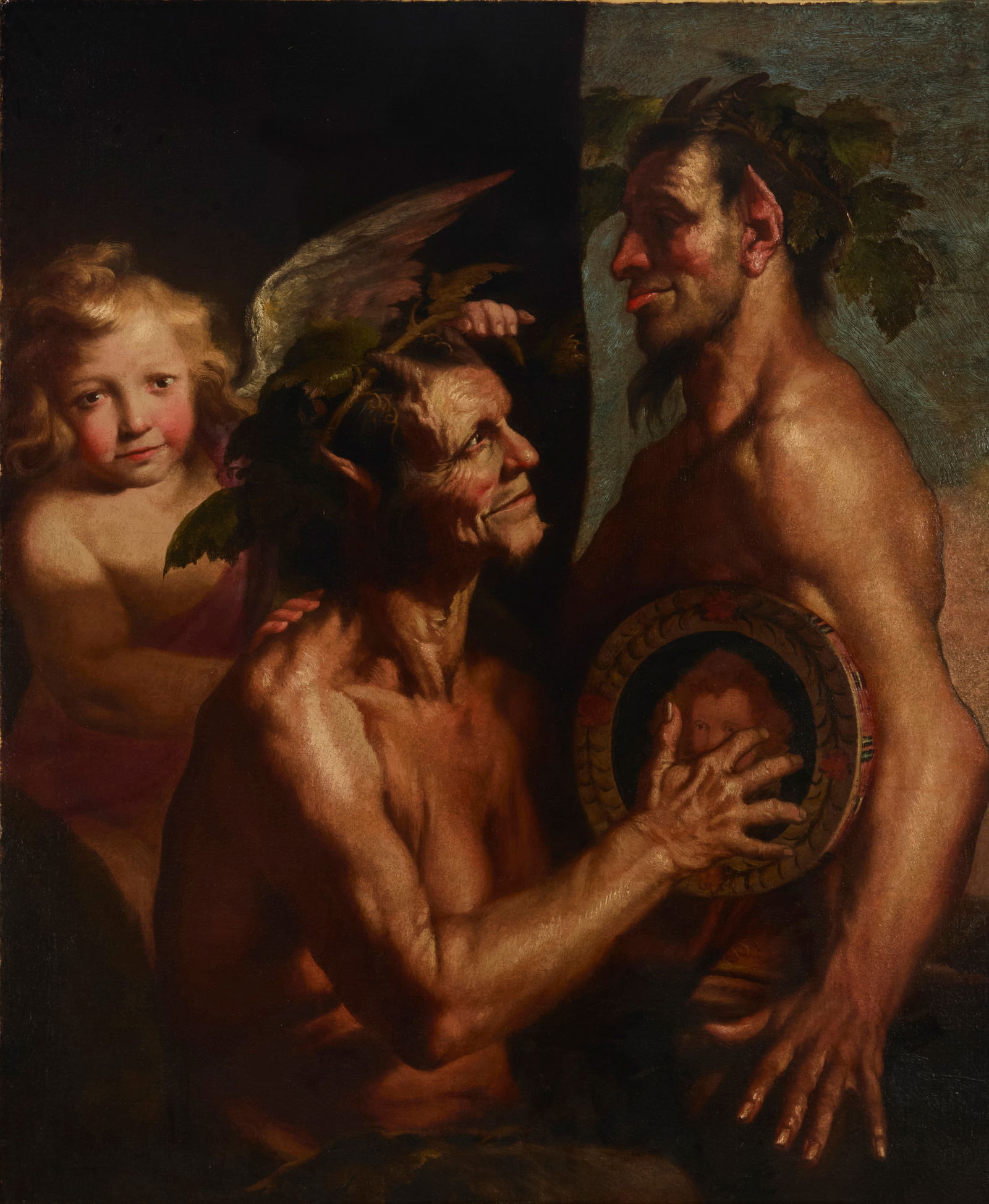 After Johann Carl Loth (1632-1998), A Nymph and Satyr: After Johann Carl Loth(1632-1998)A Nymph and SatyrOil on canvas laid to canvasUnsigned50.5" H x 41.75" W Provenance:Private Estate, California