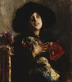 Antonio Mancini (1852-1930), Portrait of a seated woman