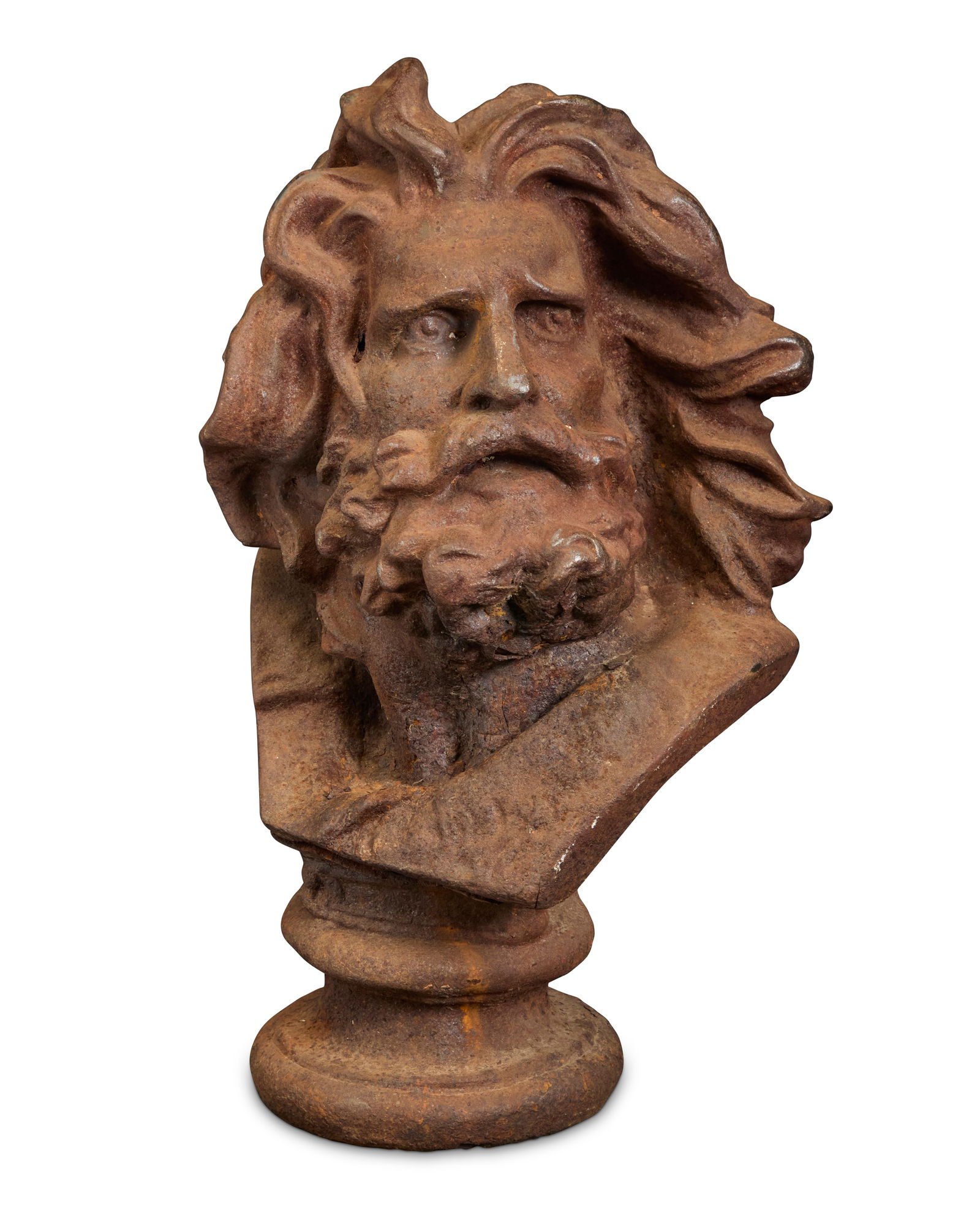A cast iron bust of a Gaul: A cast iron bust of a Gaul20th centuryAfter "Departure of the Volunteers of 1792" by Francois Rude (1784-1855)24" H x 13" W x 12.5" D Provenance:Private Estate, California