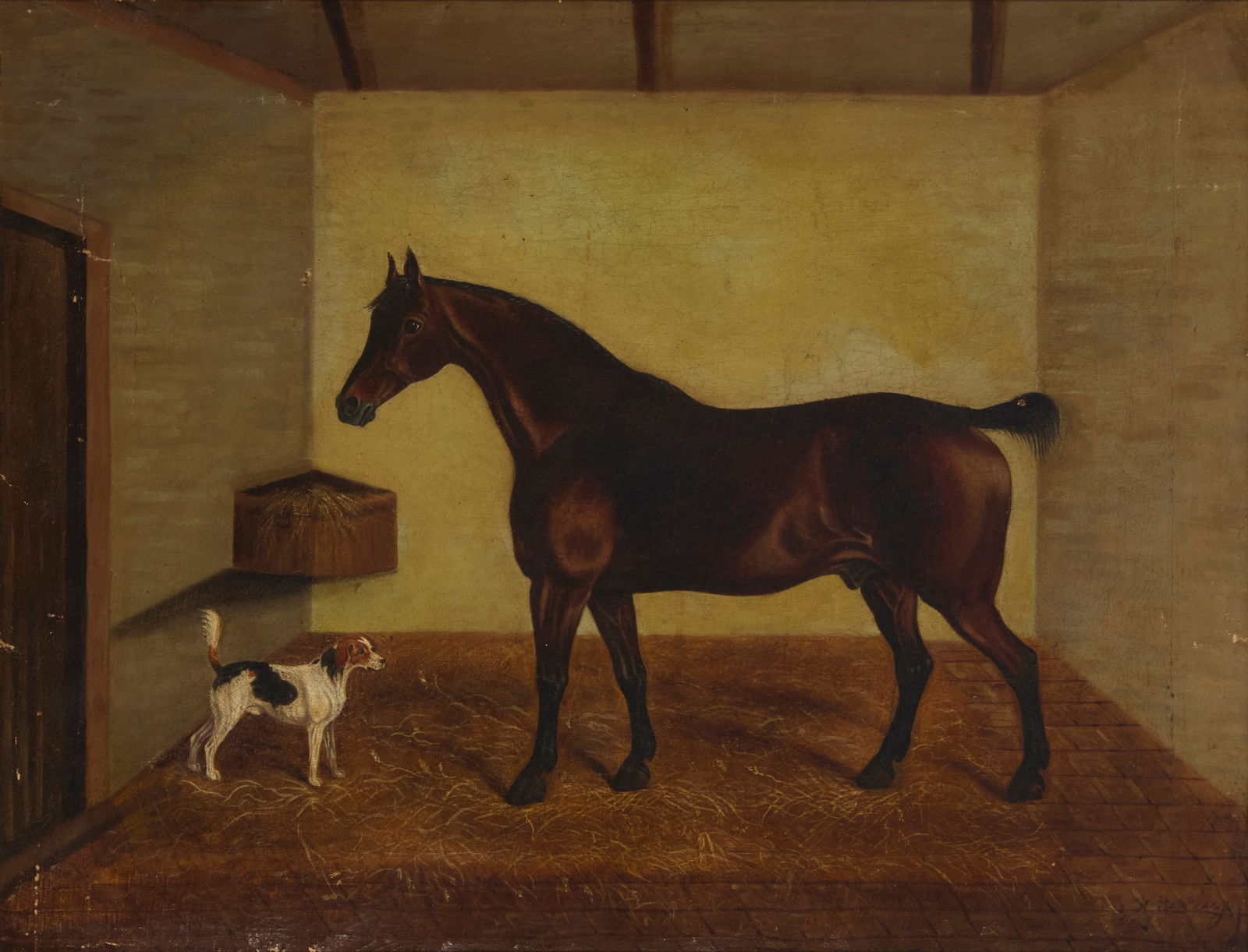 John Frederick Herring (Senior) (1795-1865), Horse and dog in a stable (1 of 5)