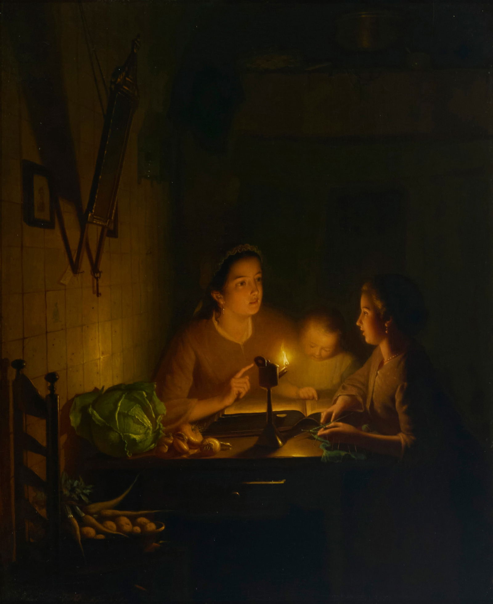 Johannes Rosierse (1818-1901), "The Lesson": Johannes Rosierse(1818-1901)"The Lesson"Oil on panelSigned lower left: J Rosierse; titled on the frame plaque13.75" H x 11.25" W Provenance:Private Estate, California