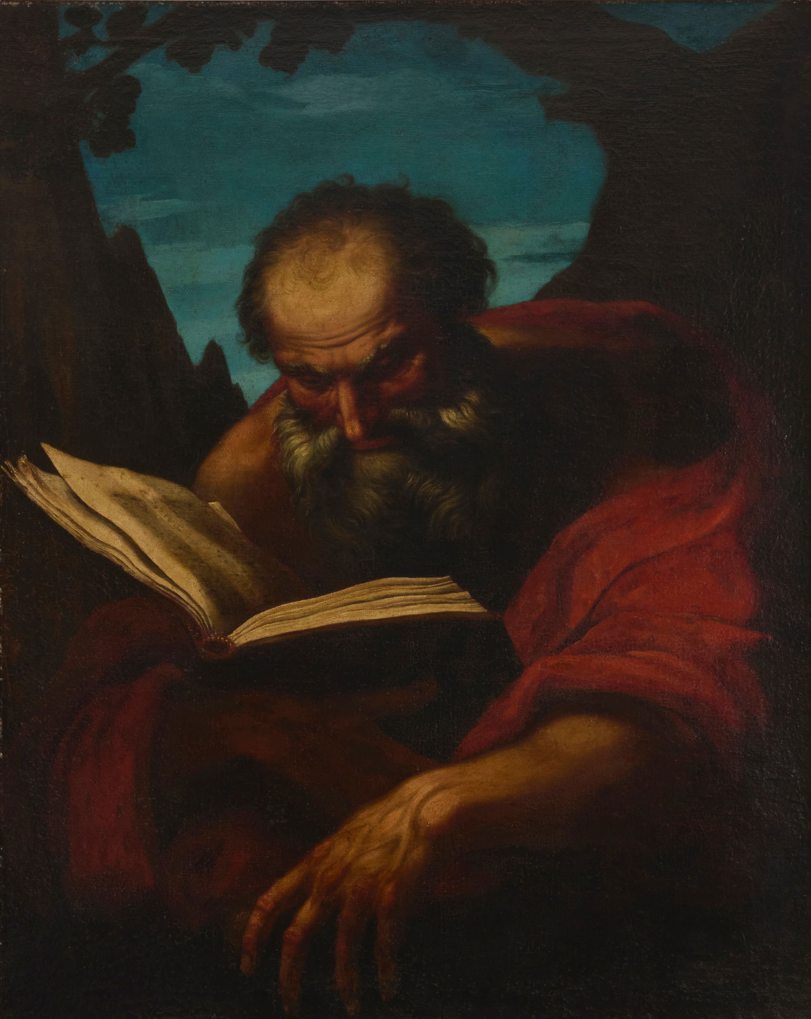 18th/19th Century Continental School: 18th/19th Century Continental SchoolMan reading, possibly Saint JeromeOil on canvasUnsigned31" H x 24.75" W Provenance:Barbara and William Hyland Collection