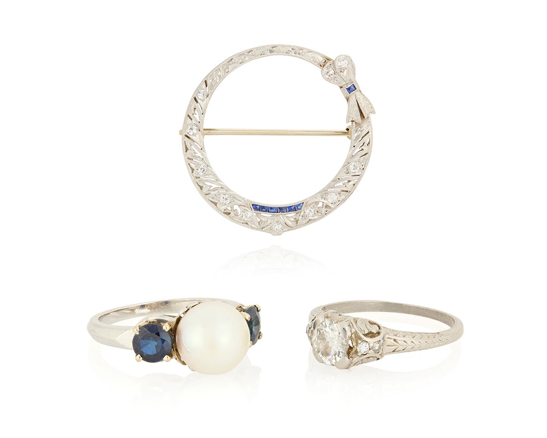 A Group of Platinum and Diamond Jewelry (1 of 4)