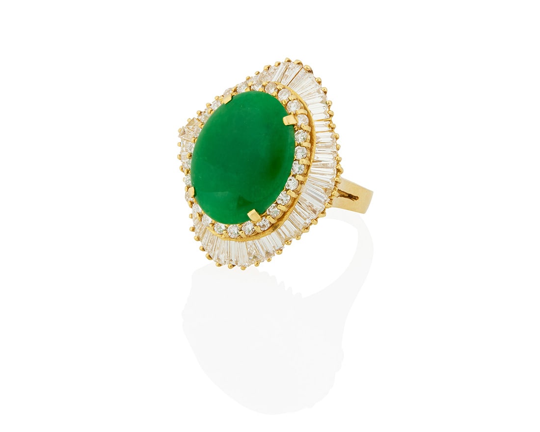 A 18K Gold, Jade and Diamond Ring (1 of 4)