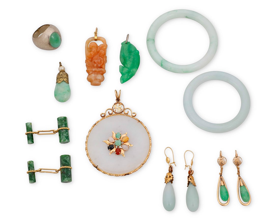 A Group of Gold and Jade Jewelry (1 of 2)