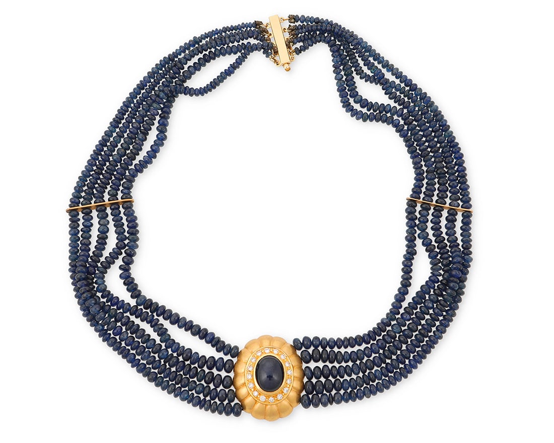 A Gold, Sapphire and Diamond Necklace (1 of 3)