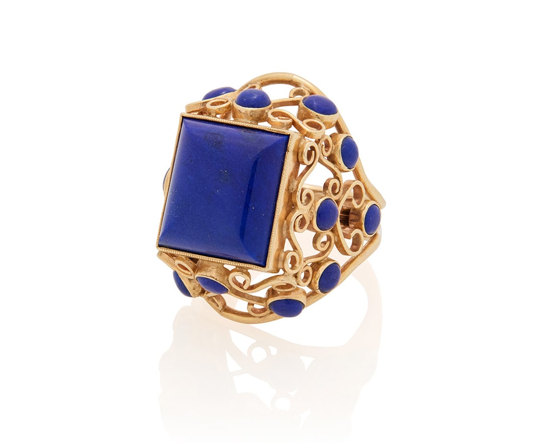 A 14K Gold and Lapis Lazuli Ring (1 of 2)