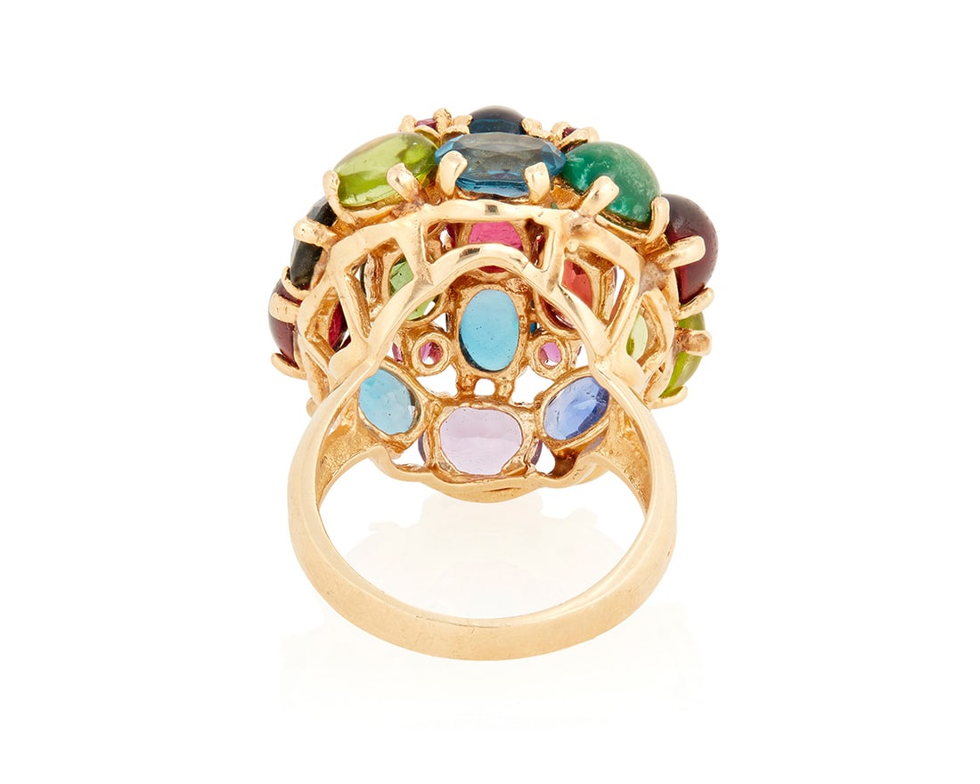 A 14K Gold and Gem-Set Ring - 2