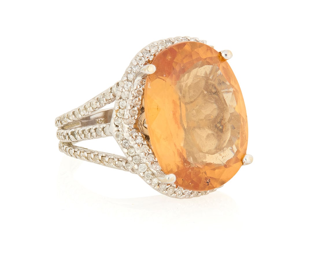 A 14K White Gold, Garnet and Diamond Ring (1 of 2)