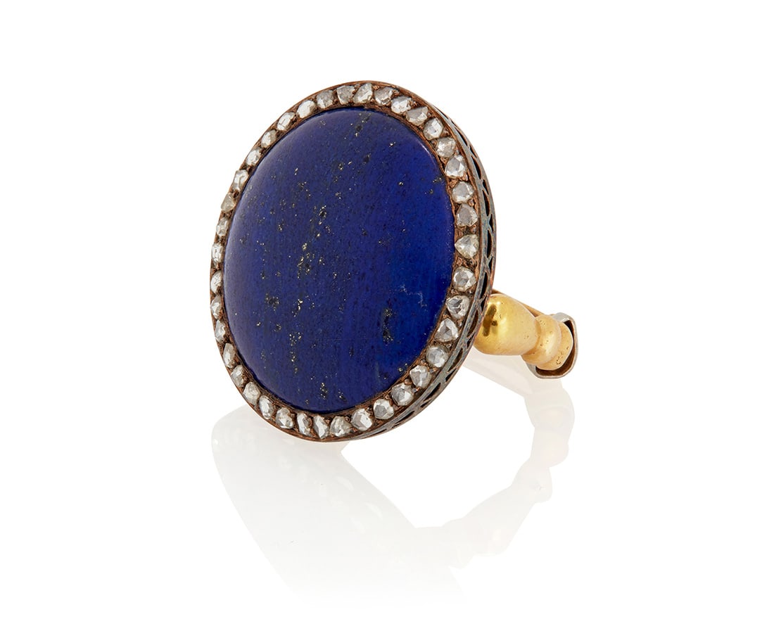 A Bi-Color Gold, Lapis Lazuli and Diamond Ring (1 of 2)