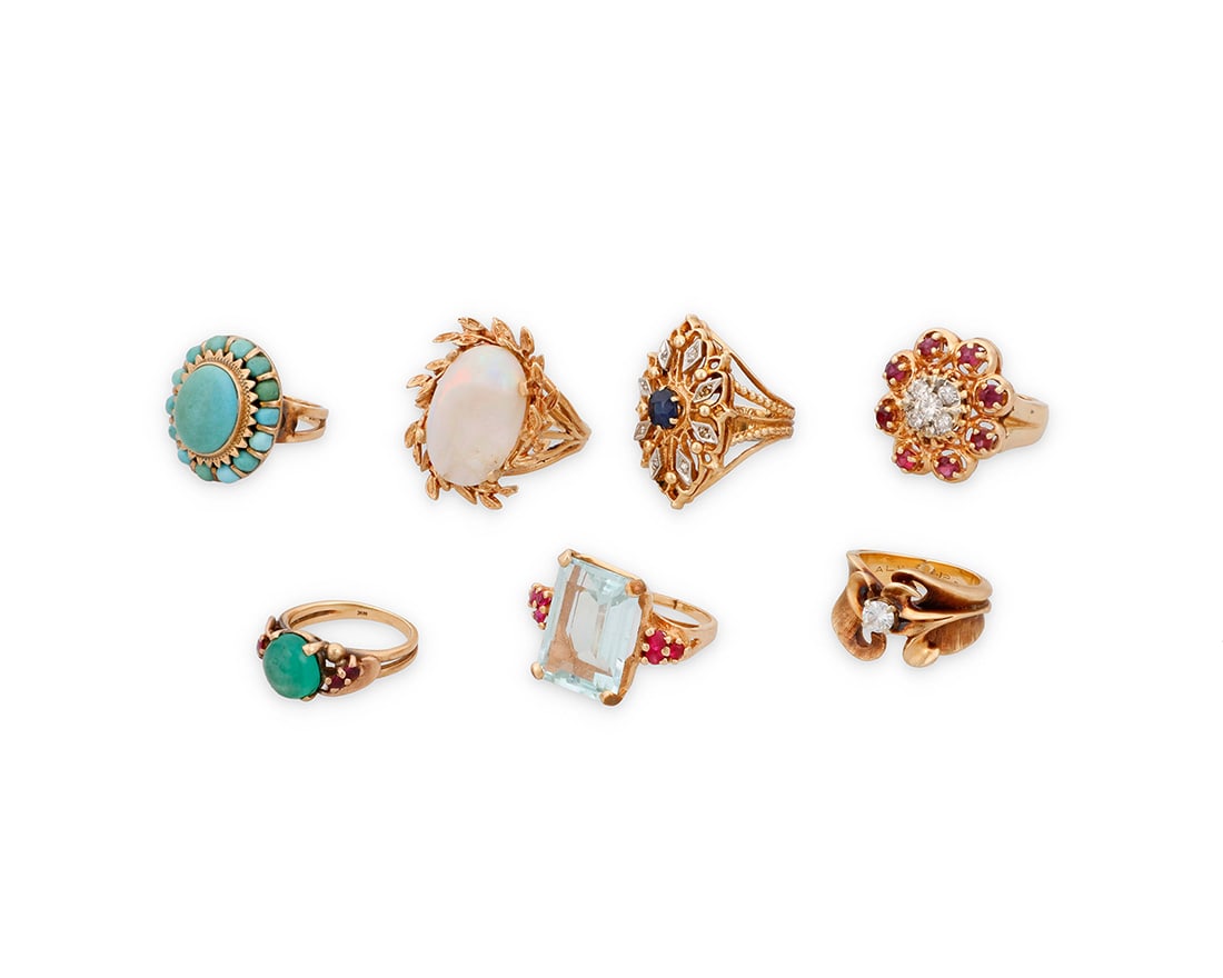 A Group of 14K Gold and Gem-Set Rings (1 of 2)
