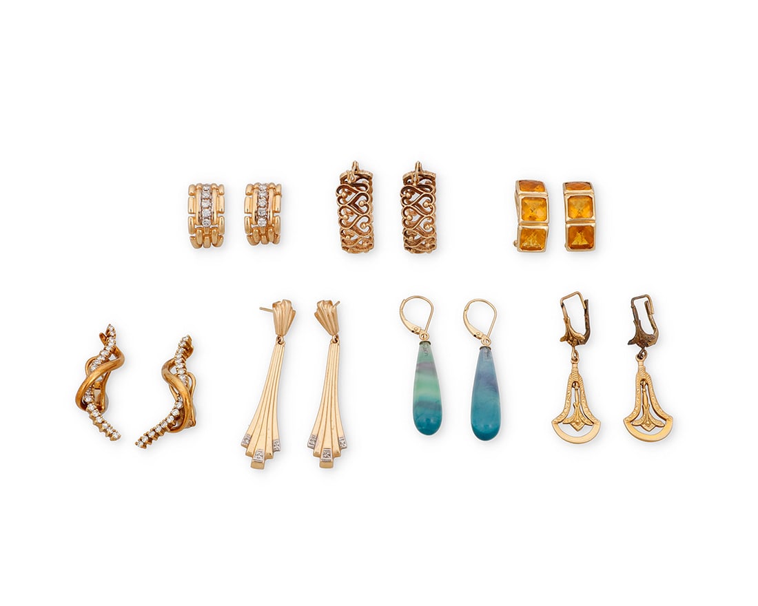 A Group of Gold and Gem-Set Earrings (1 of 2)