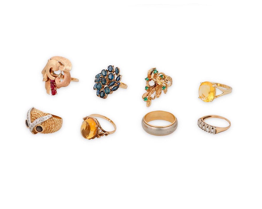 A Group of 14K Gold and Gem-Set Rings (1 of 2)