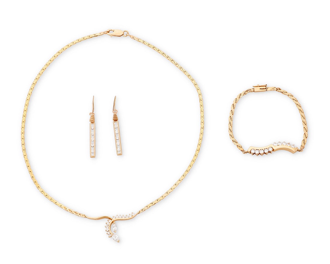 A Group of 14K Gold and Diamond Jewelry (1 of 2)