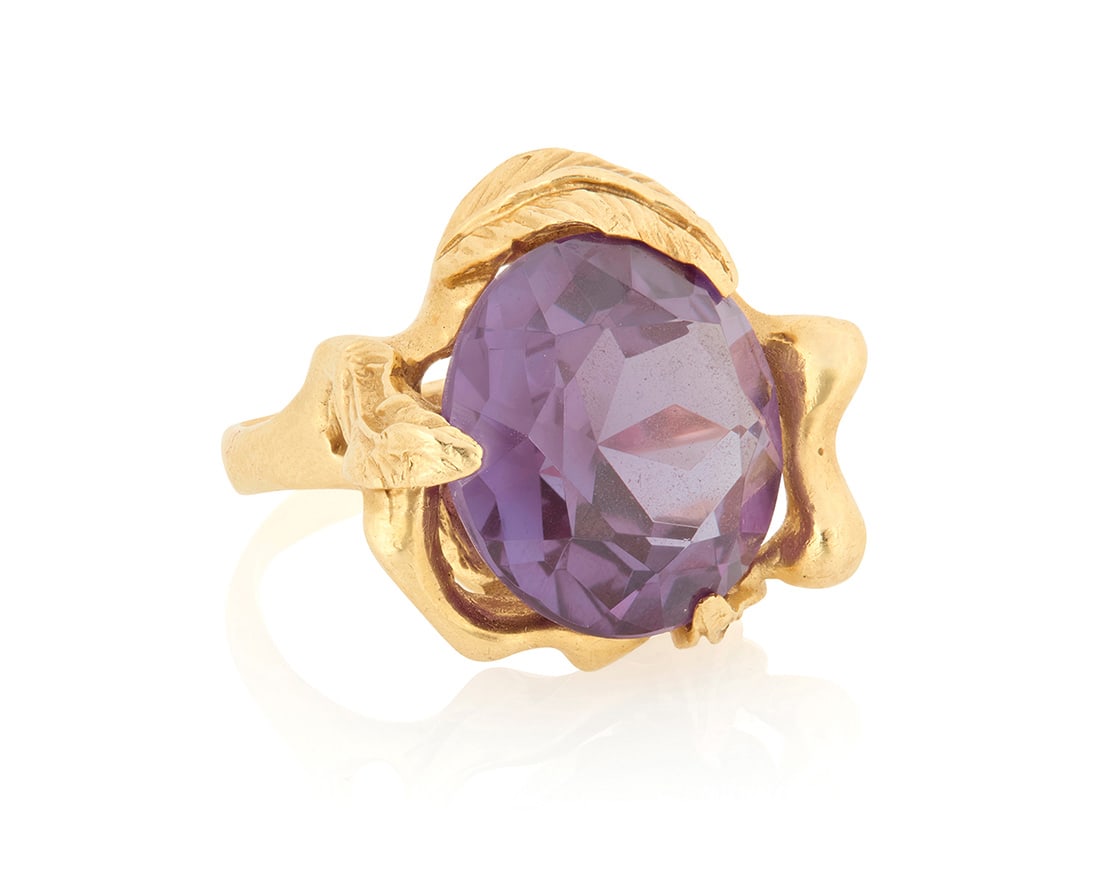 A 14K Gold and Synthetic Color-Change Sapphire Ring (1 of 2)