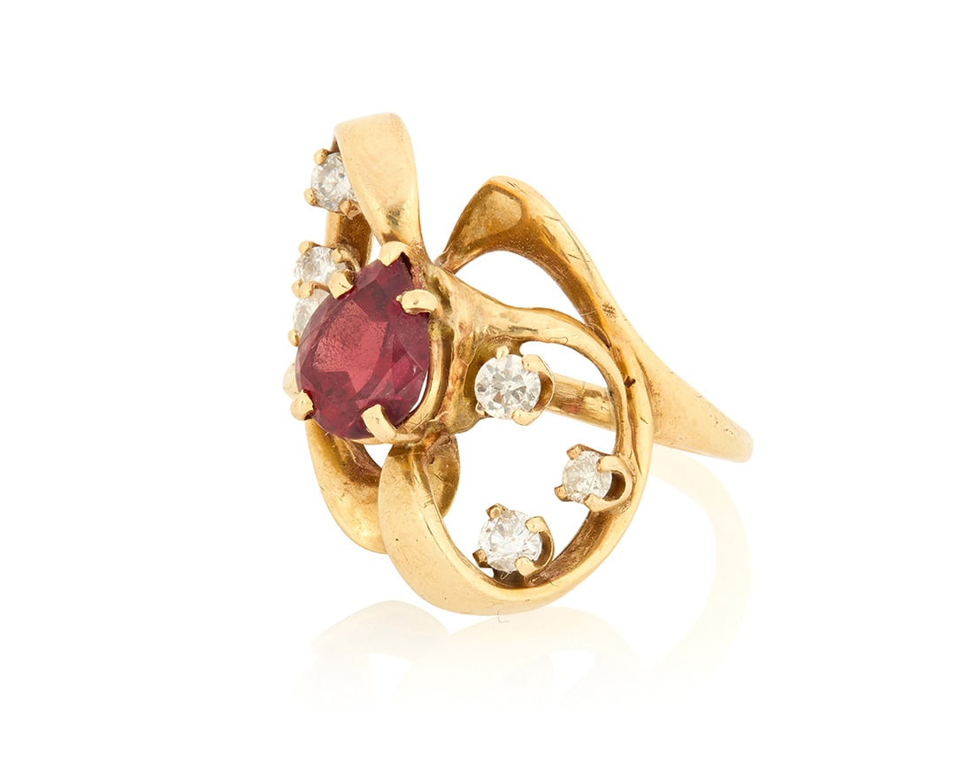 A 14K Gold and Garnet Ring (1 of 3)