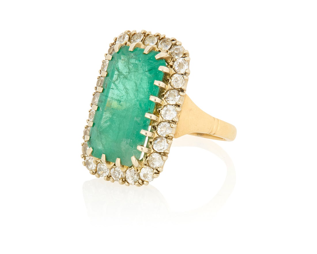 A 14K Bi-Color Gold, Emerald and Diamond Ring (1 of 2)